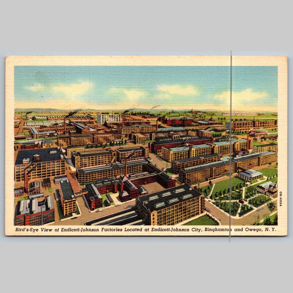 Postcard Bird's-Eye View Endicott-Johnson Factories Binghamton NY