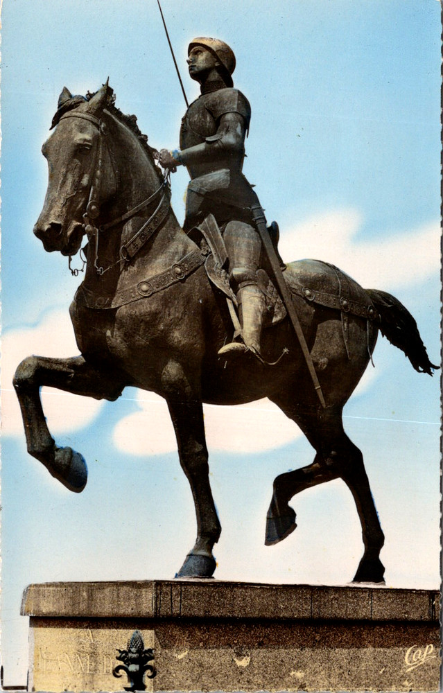 Vintage Postcard Jeanne D'Arc Monument Reims France Historic Statue