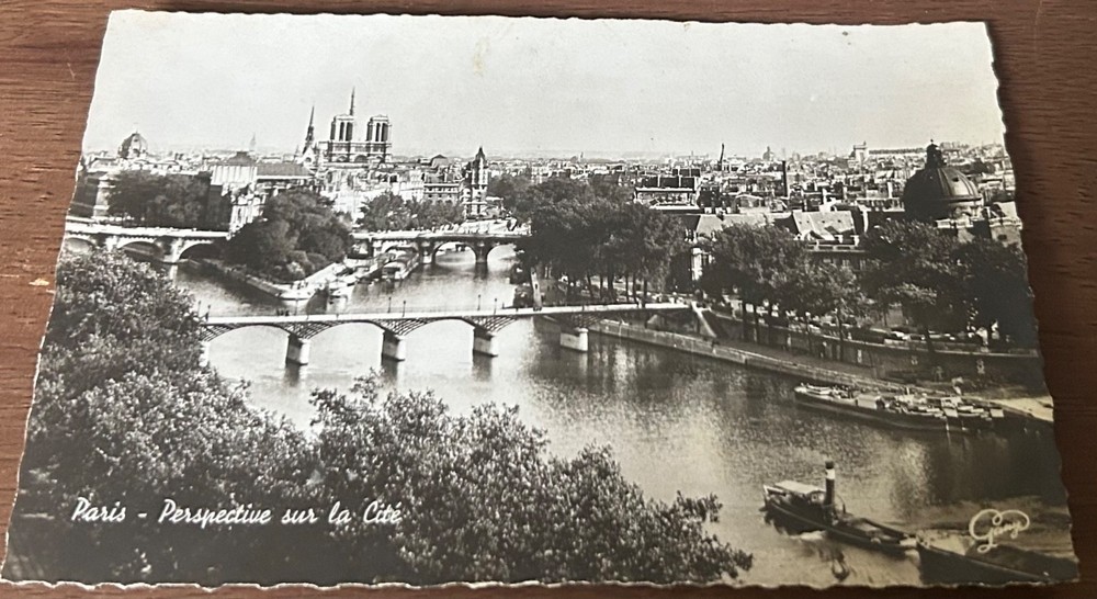 Vintage Paris Perspective sur la Cite Black & White Real Photo Postcard RPPC