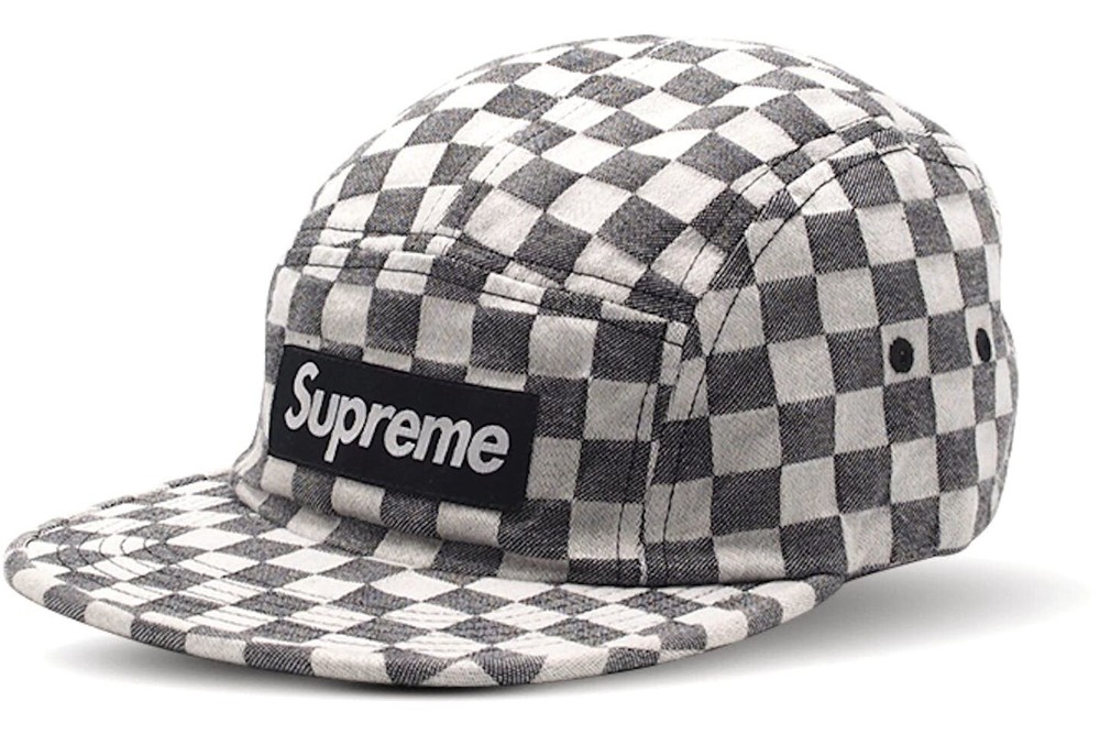 Supreme Checkerboard Camp Cap Black Authentic Made In USA