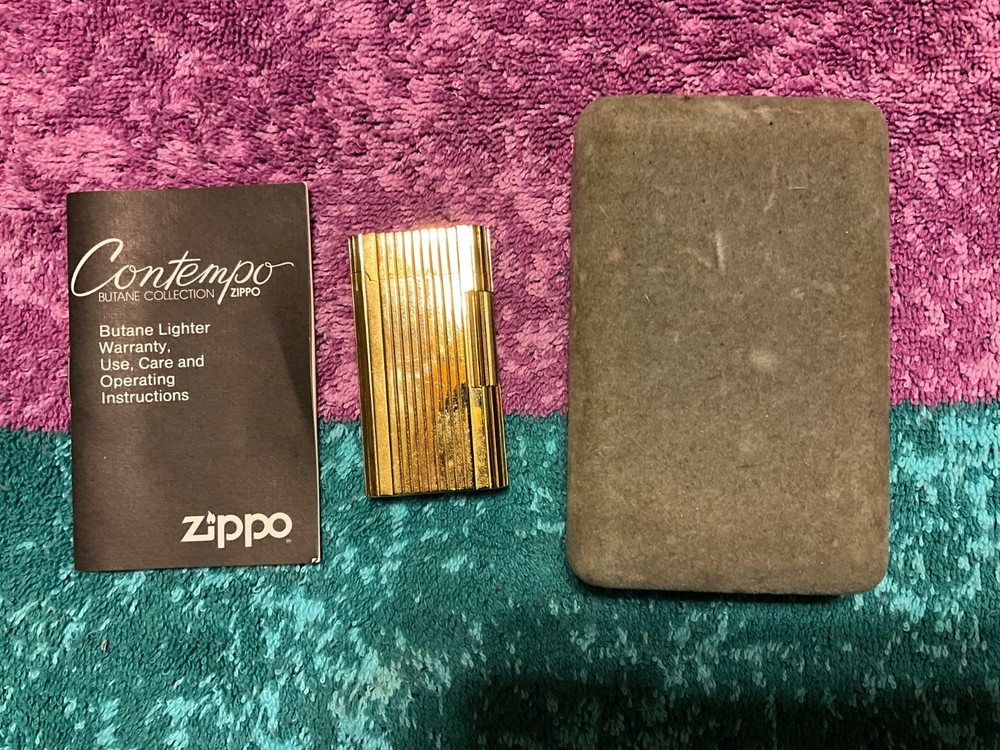 Zippo Contempo Butane Lighter With Case Vintage