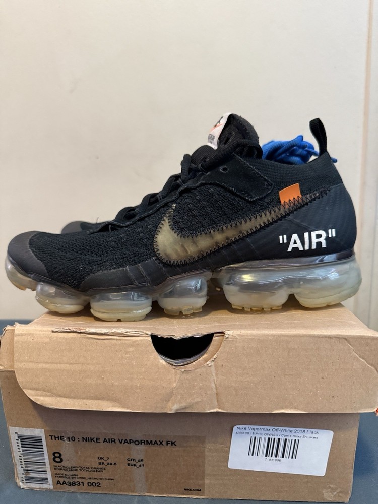 Nike Off-White Vapor Max 'The Ten’ Size 8 Virgil Abloh Black