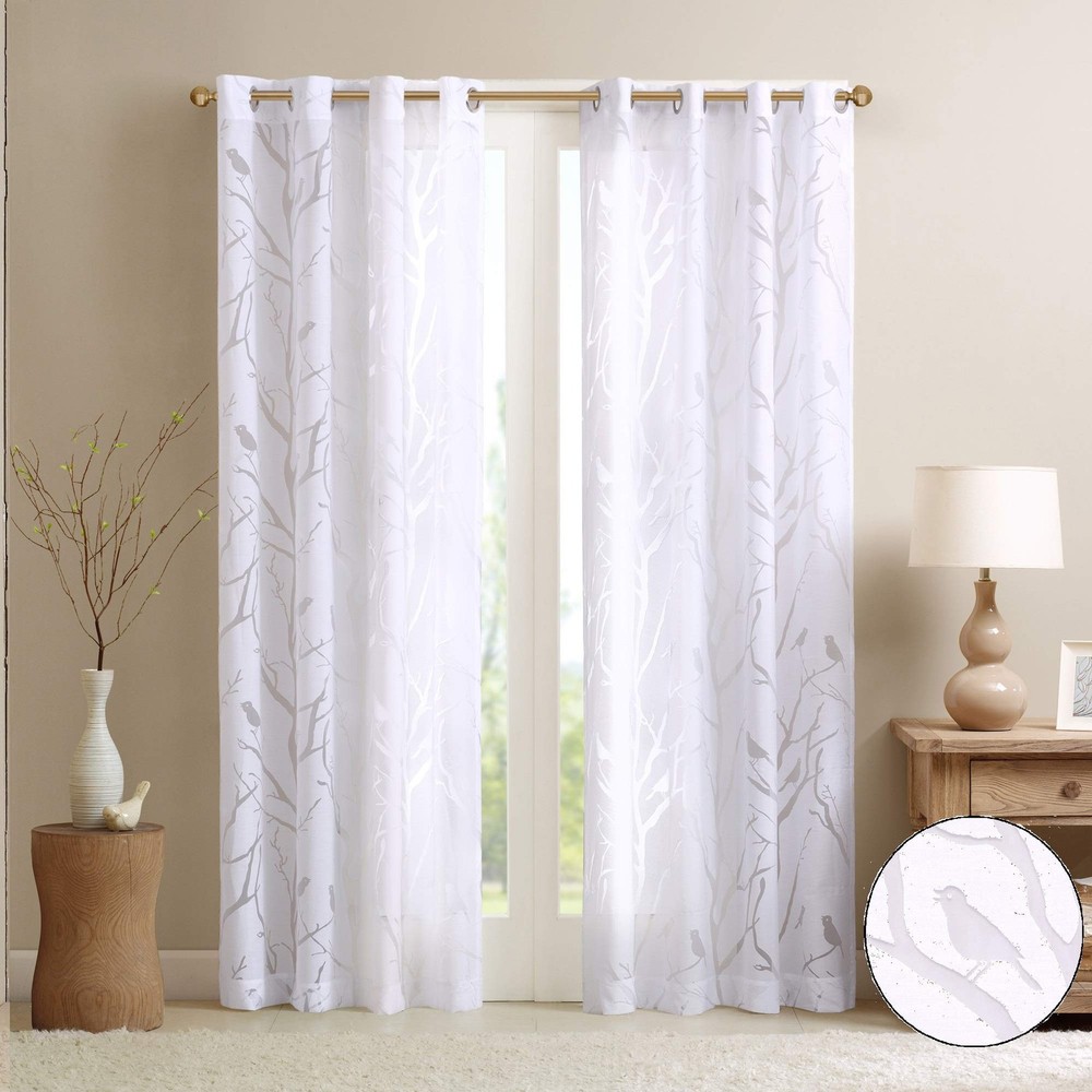 Semi Sheer Single Curtain – Modern Botanical Print in Contemporary Out Design  