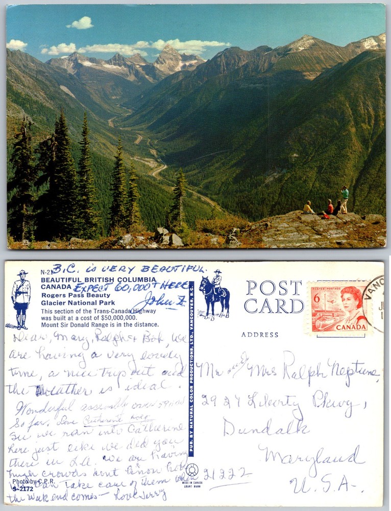 Rogers Pass Glacier National Park Postcard