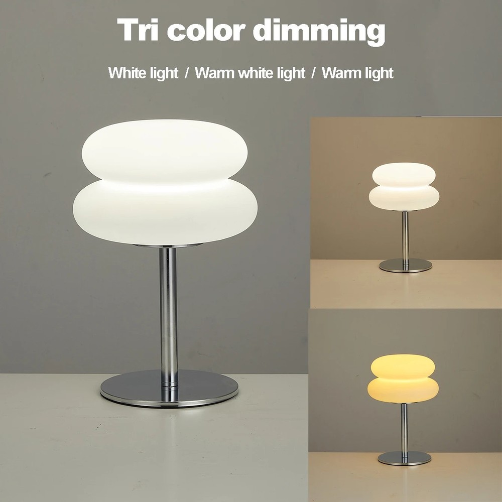 Bauhau Macaron Glass Table Lamp – 3-Color Dimming Night Light