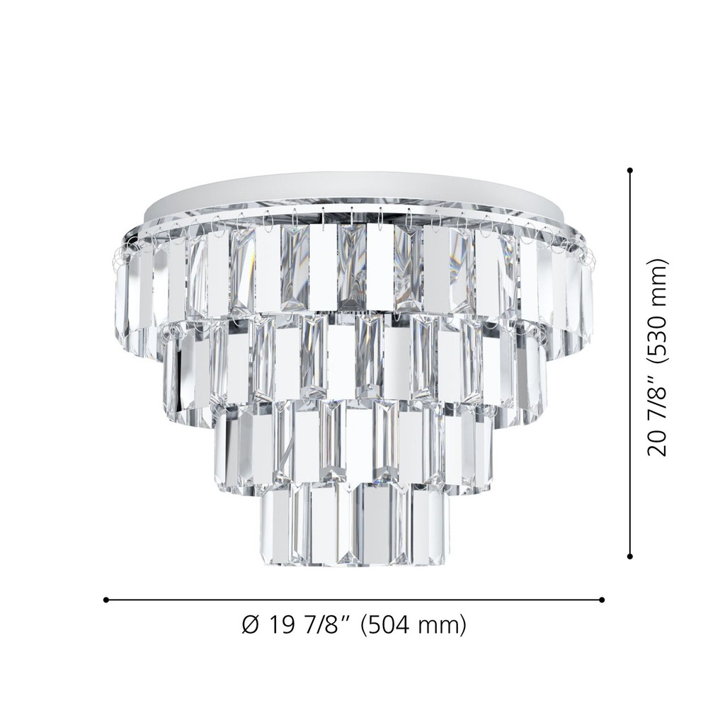20-Inch 4-Tier Chrome Chandelier with Clear Crystal Accents