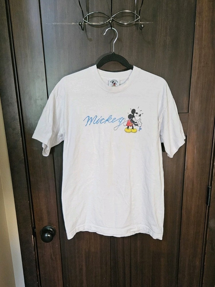 EUC Vintage Y2K 90s Disney Mickey Mouse Embroidered Graphic Tee Size Large