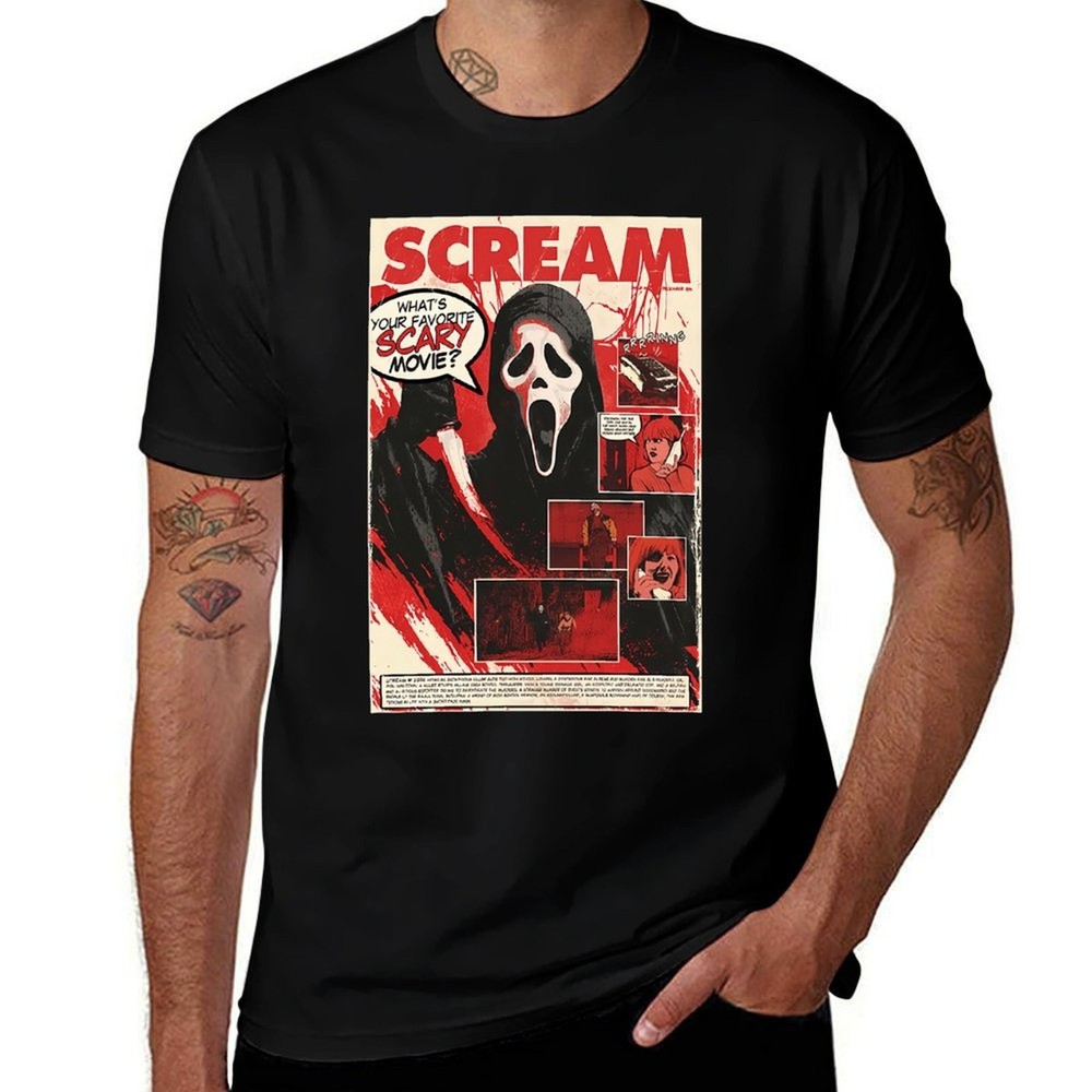 Men's Scream Ghostface T-Shirt Retro Horror  Graphic Short Sleeve