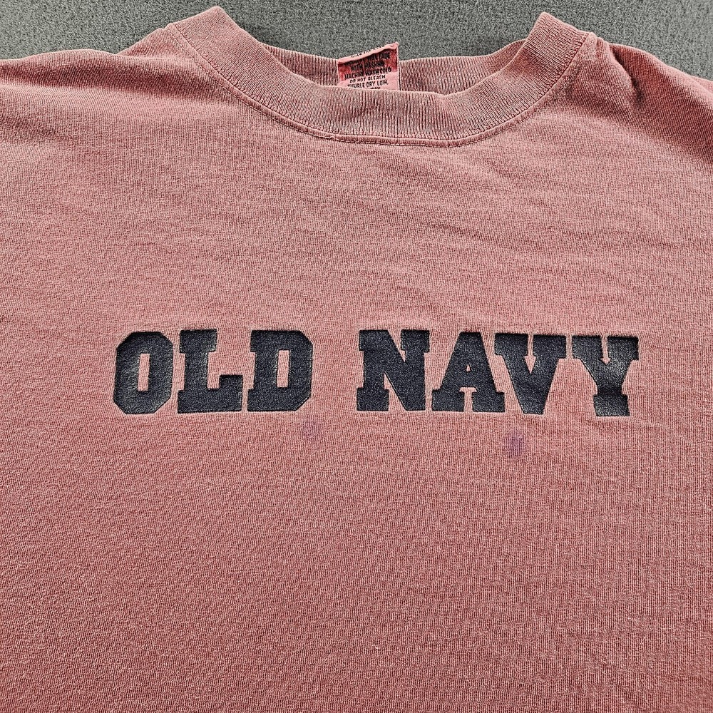 Vintage Old Navy Shirt Mens XL Pink Spell Out Short Sleeve Made USA 90s Tee