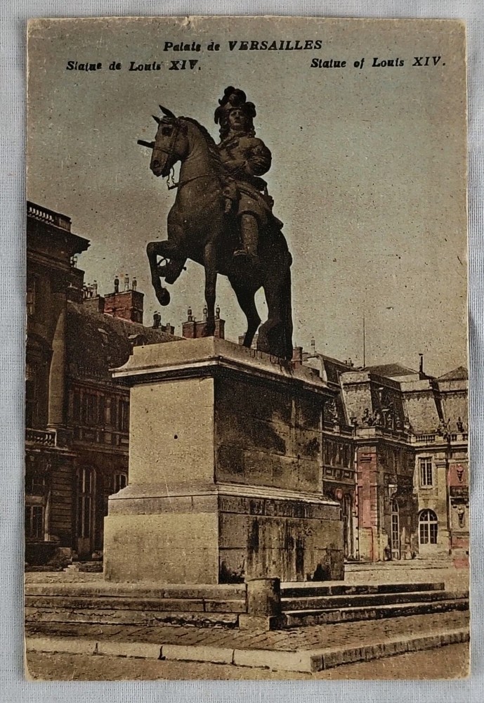 Palais de Versailles Statue of Louis XIV France Vintage Postcard