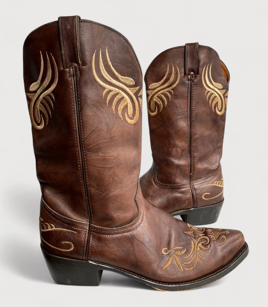 Santa Fe SFM6001 Brown Embroidered Western Cowboy Boots for Men Size 11.5 D