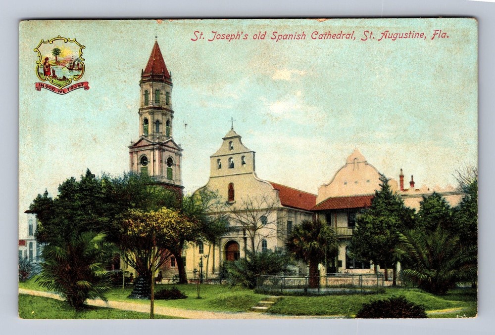 St Augustine FL-Florida St Joseph's Spanish Cathedral Vintage Postcard
