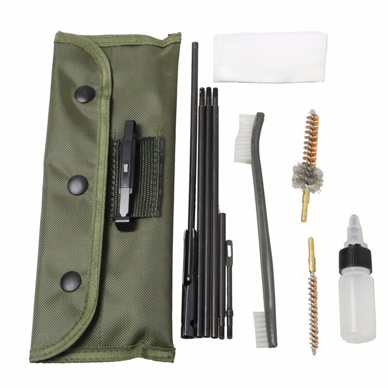10Pcs Rifle Cleaning Kit for .22LR .223 5.56 with Nylon Brushes & Pouch
