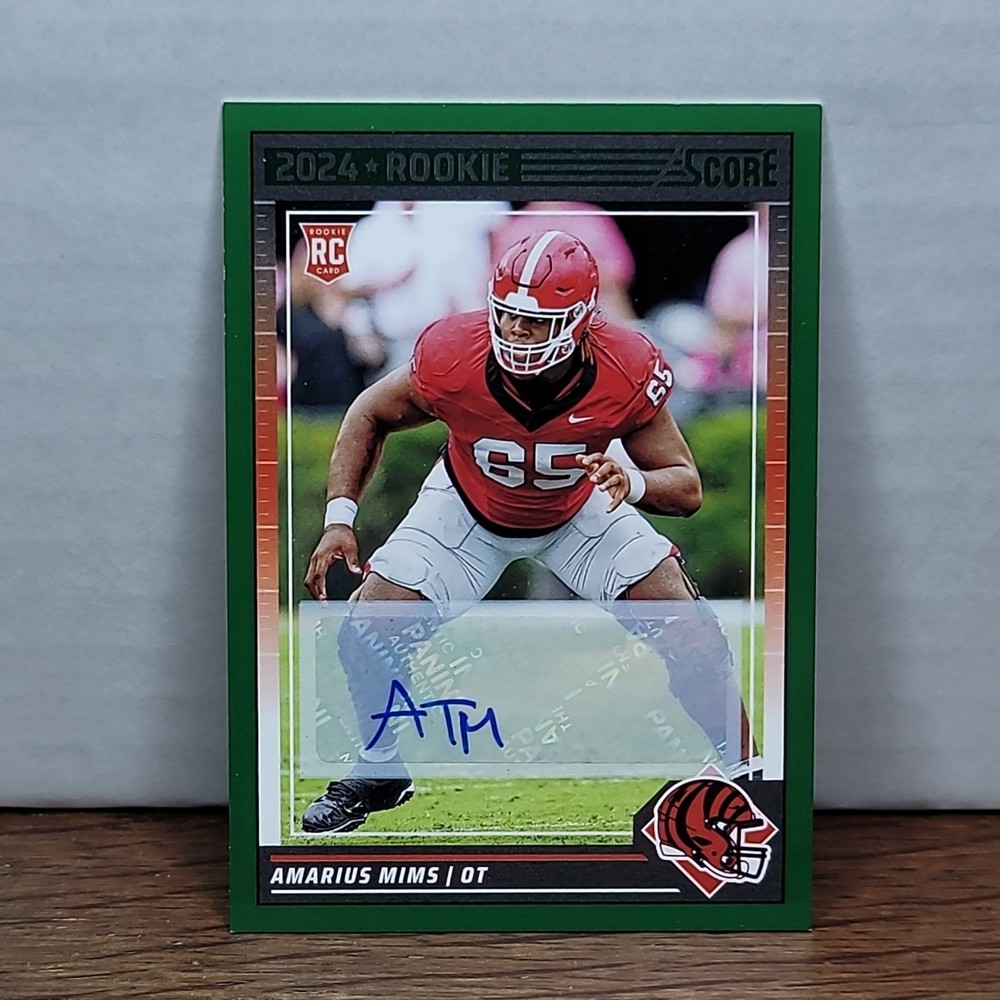 2024 Panini Score - Amarius Mims #329 Green Rookie Autograph Bengals MINT