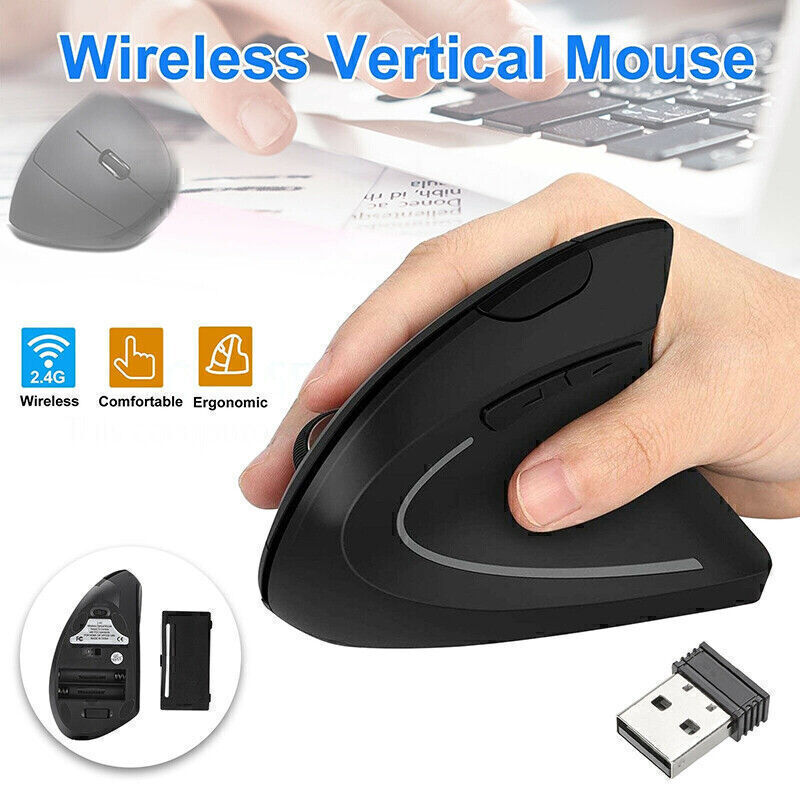 Ergonomic Wireless Rechargeable Vertical Mouse for Gaming with USB 2.0 Optical
