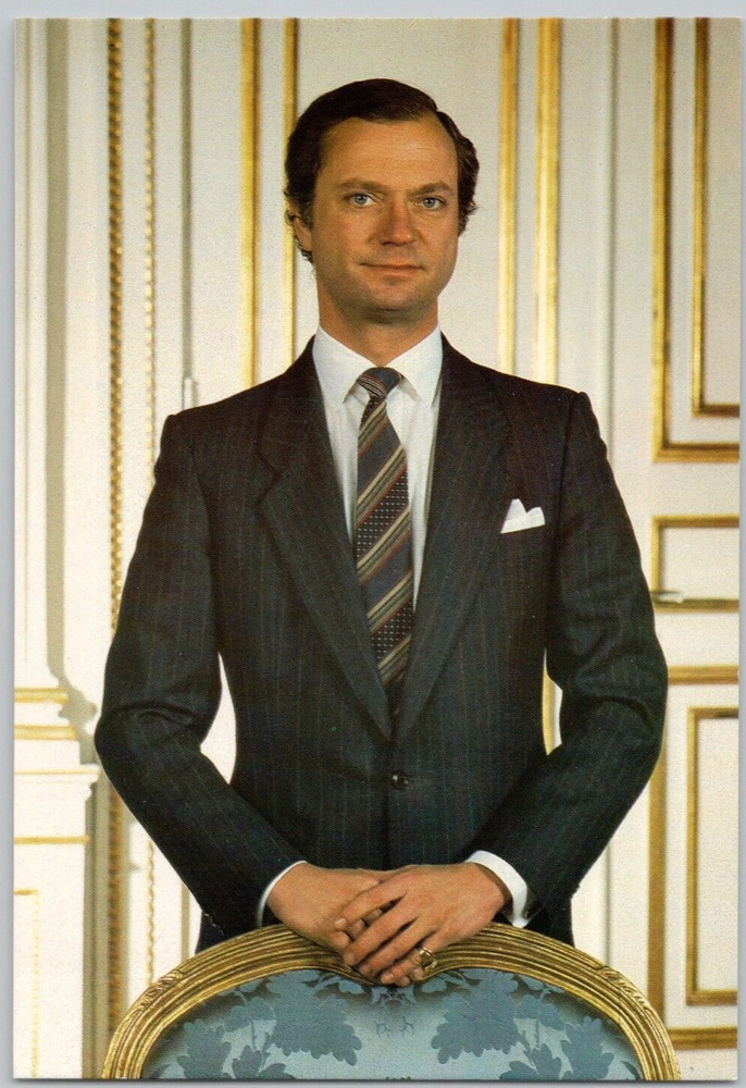 King Konung Carl XVI Gustaf of Sweden Royal Portrait Retro 6x4 Postcard
