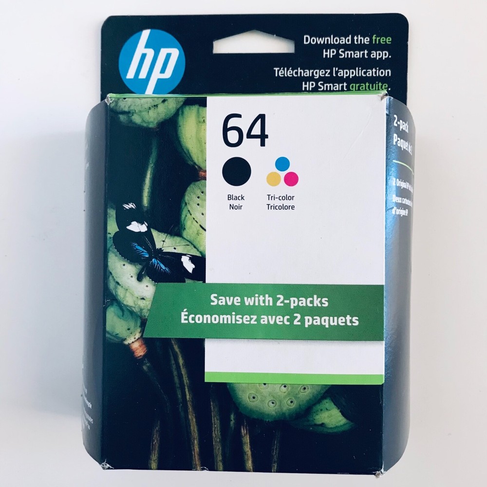 HP 64 2-Pack Black & Tri-Color Original Ink Cartridges X4D92AN#140 OEM