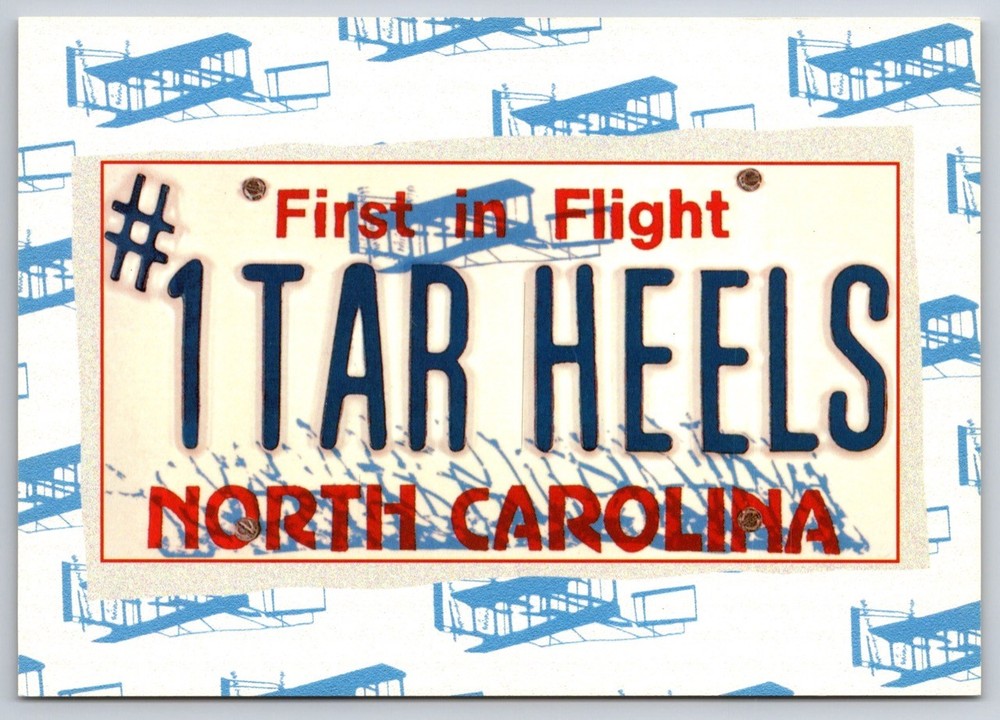 Postcard of License Plate North Carolina First in Flight 1TAR HEELS USA Unposted