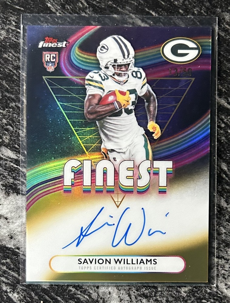 Topps 2025 Topps Finest Football Savion Williams RFA-SW RC Auto /50 Gold Packers