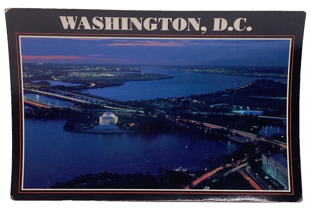 Vintage Postcard Jefferson, Memorial Washington DC Air View Unposted Collectible
