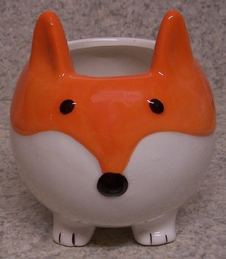 Flower Pot Fox for Succulent Tillandsia plant ceramic planter NEW 5” tall