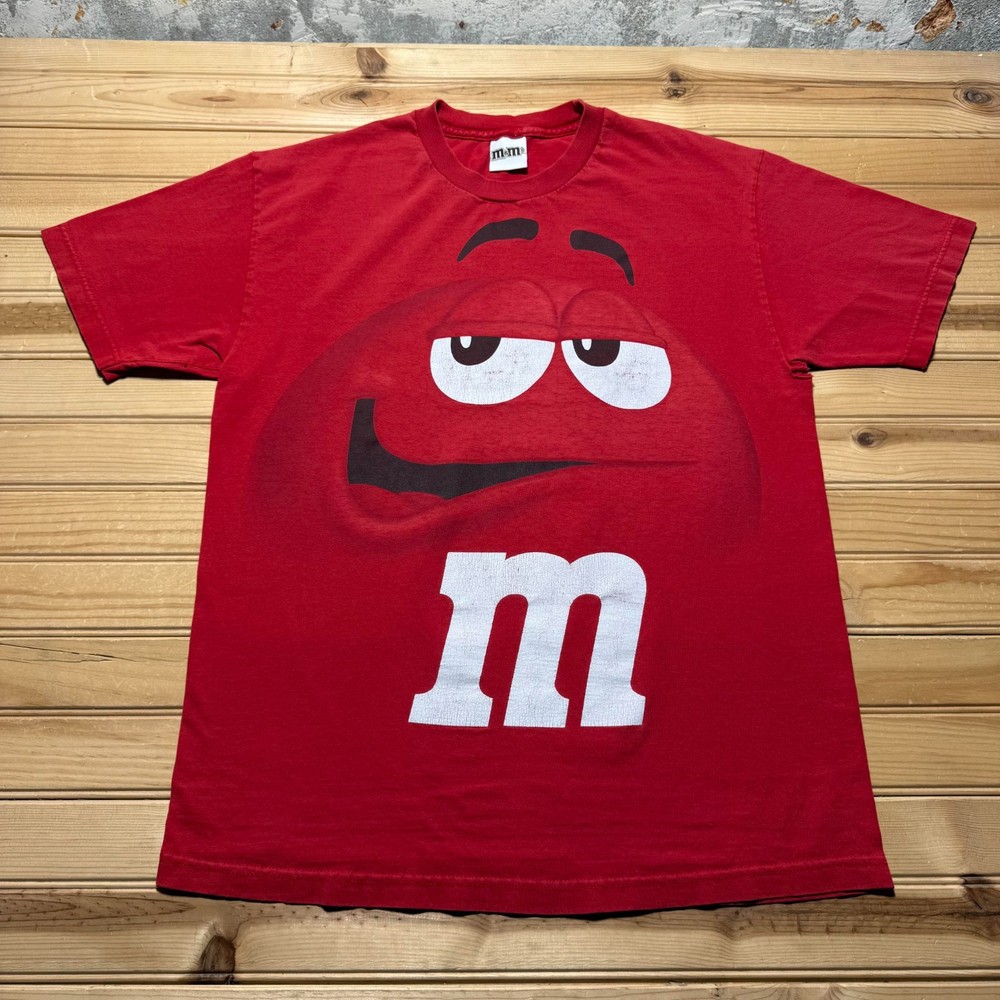 Vintage 90s M&Ms Red Character Big Face Chocolate Graphic Promo T-Shirt - Large