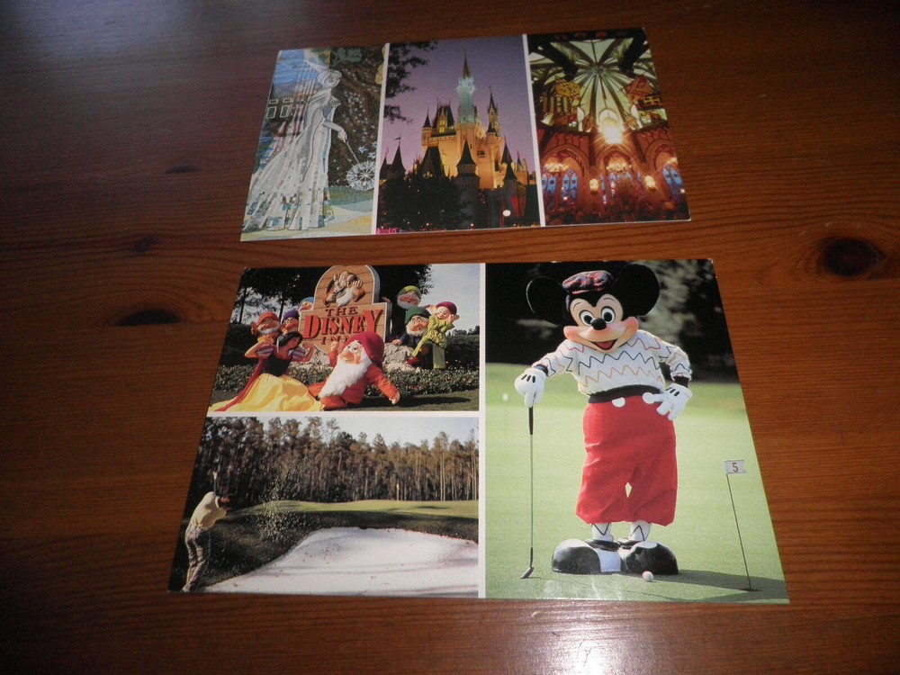 Vintage Disney World Postcards - Cinderella Tribute and Goofy Golf Set - $12