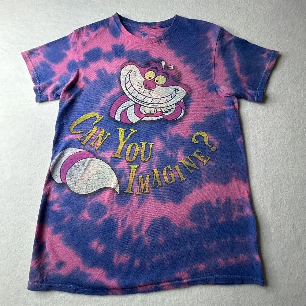 Disney Shirt Top Tie-dye Cheshire Cat Alice in Wonderland 