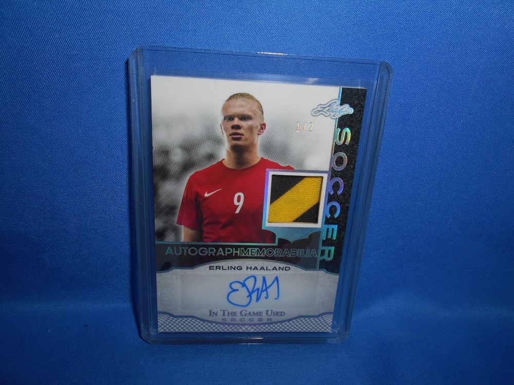 2024 LEAF IN THE GAME USED ERLING HAALAND PATCH JERSEY AUTO 1/2