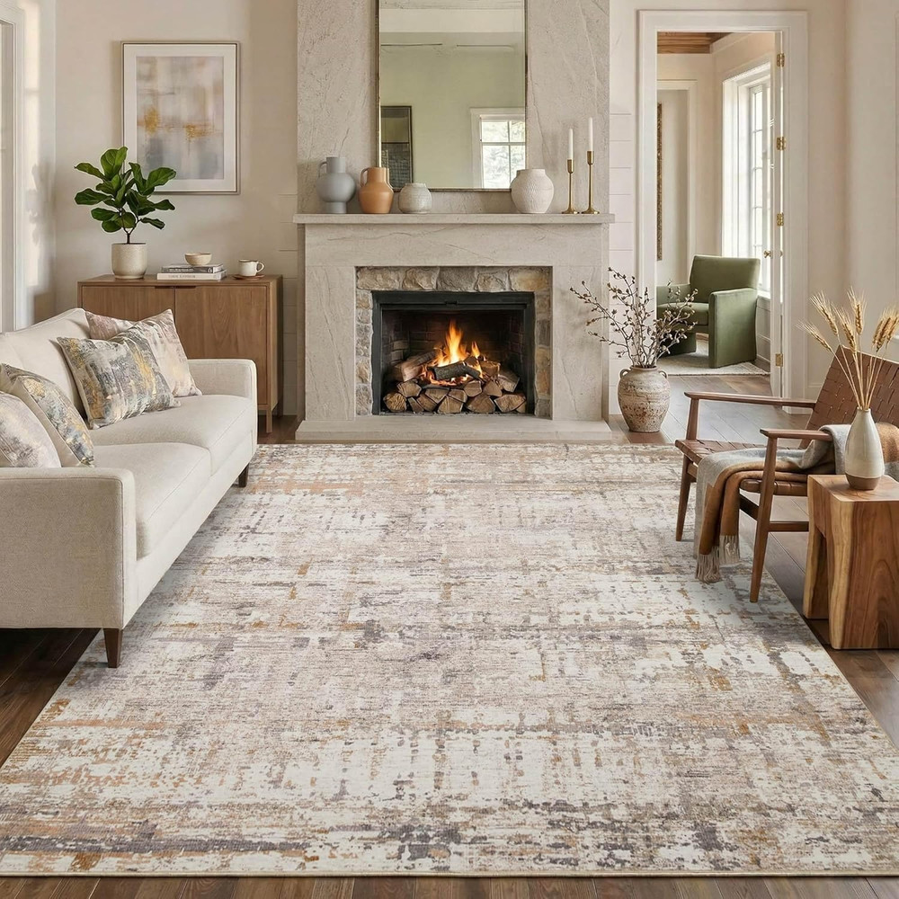 6X9 Washable Area Rug for Living Room, Modern Abstract Large Boho Rugs for Offic