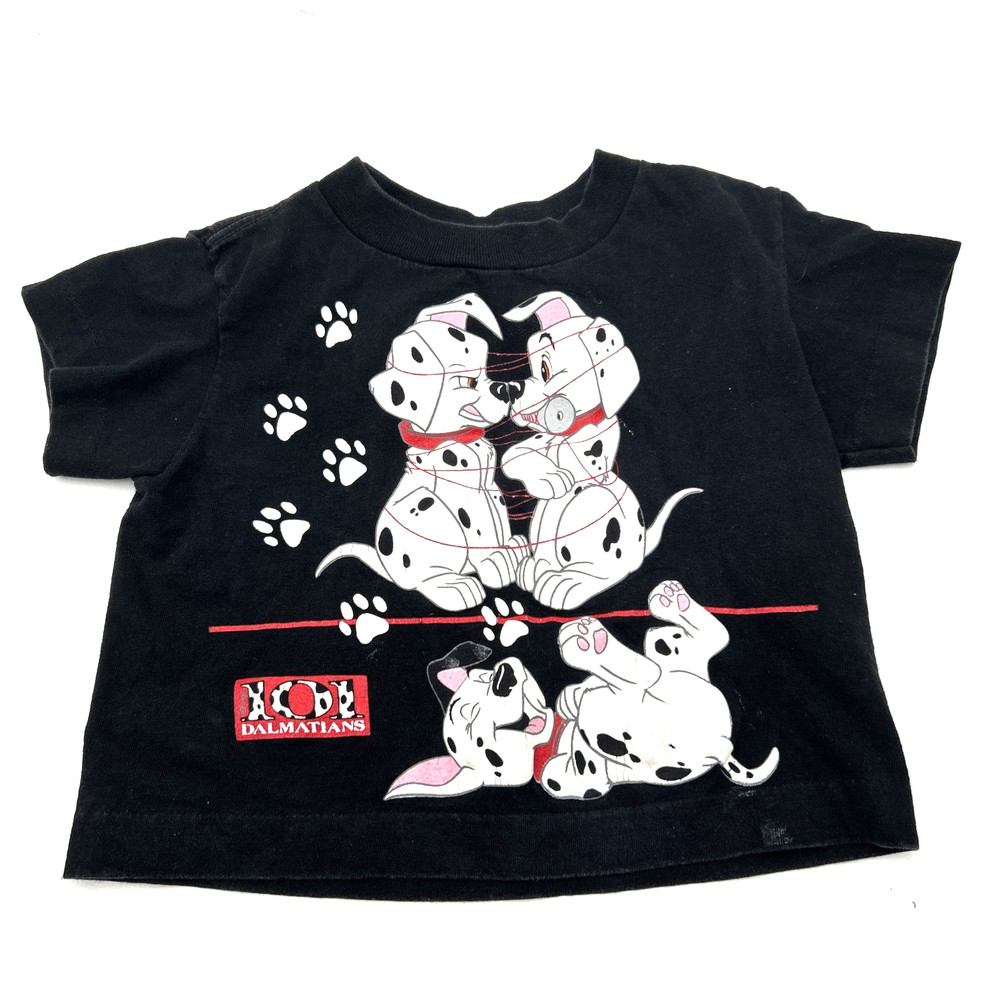 Vintage 101 Dalmatians Baby T Shirt 2T Toddler Black USA Made Disney Some Stains