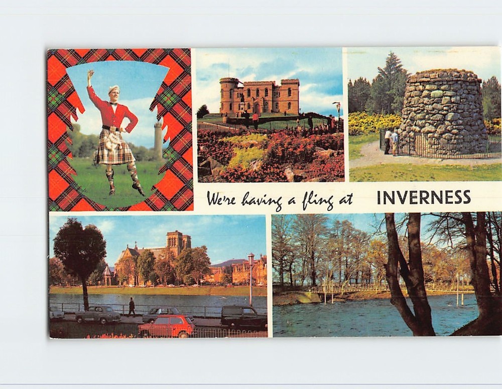 Postcard Inverness Castle Cathedral River Ness Islands Memorial Cairn Culloden