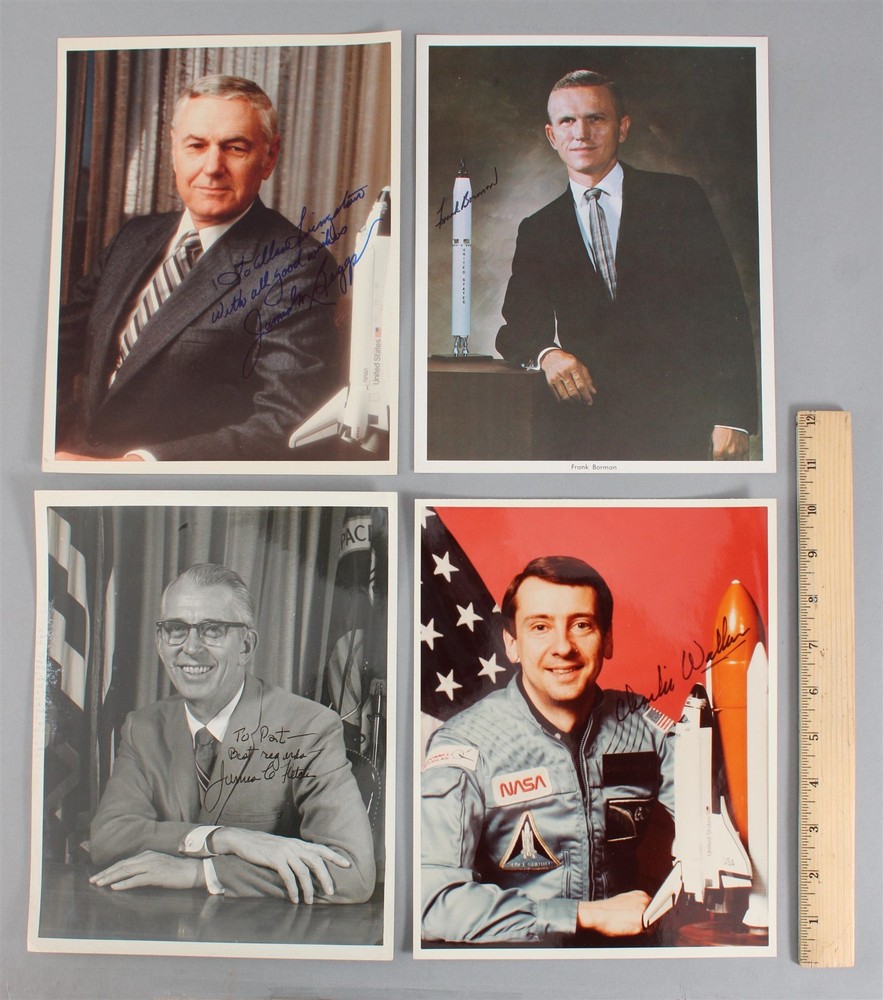 4 Authentic NASA Astronauts JAMES M. BEGGS Group-2 Autographed Photographs NRFrank Borman..James Fletcher..Charles Walker-NO RESERVE