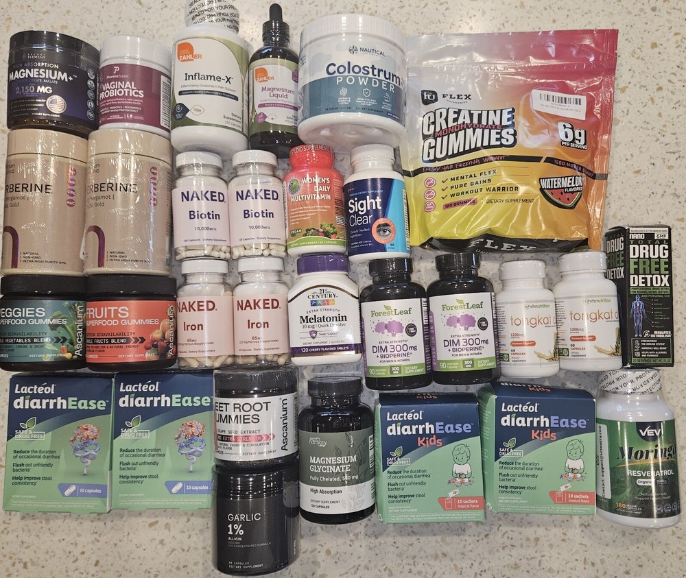 Wholesale Lot Of 30 Assorted Vitamins & Supplements NEW & Sealed 11/2025 & Later