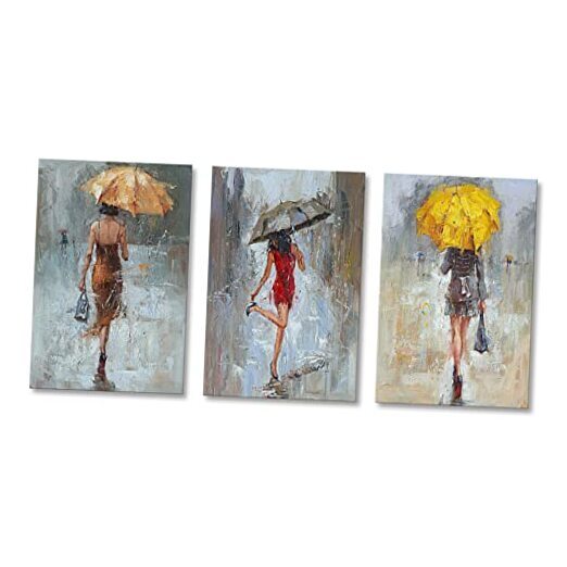 Abstract Wall Art Fashion Girl with 36 x 16 inch (12x16inch x3pcs) Multi-color-image