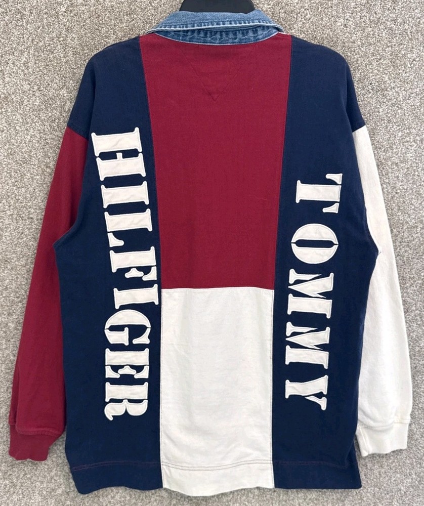 Tommy Hilfiger Men's American Flag Long Sleeve Polo Shirt Size Large