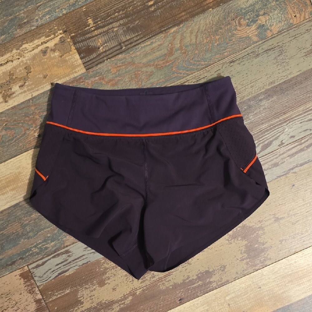Athleta Dark Purple Athletic Shorts with Orange Accents Womens Size XXS