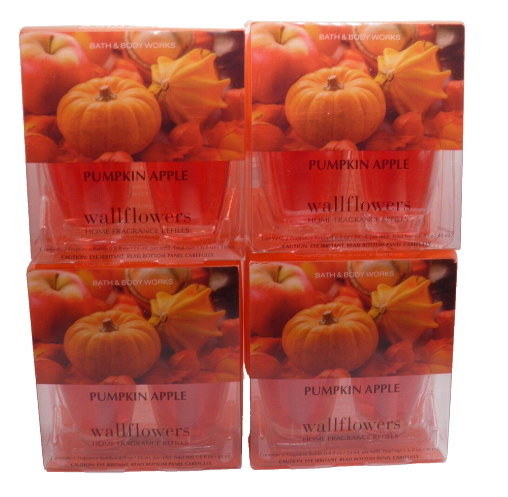 Bath & Body Works Pumpkin Apple Wallflower Bulb Refill 4x 2-Pack New