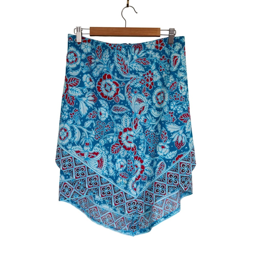 VTG 90s/Y2K Billabong Womens Skirt Blue Floral Sz 7 USA Made Peasant Boho Beach