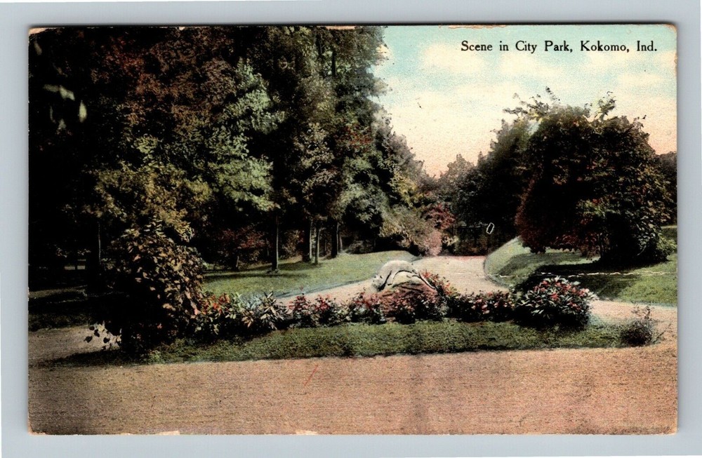 Kokomo IN, Scenic View Of City Park Walkway, Indiana c1910 Vintage Postcard