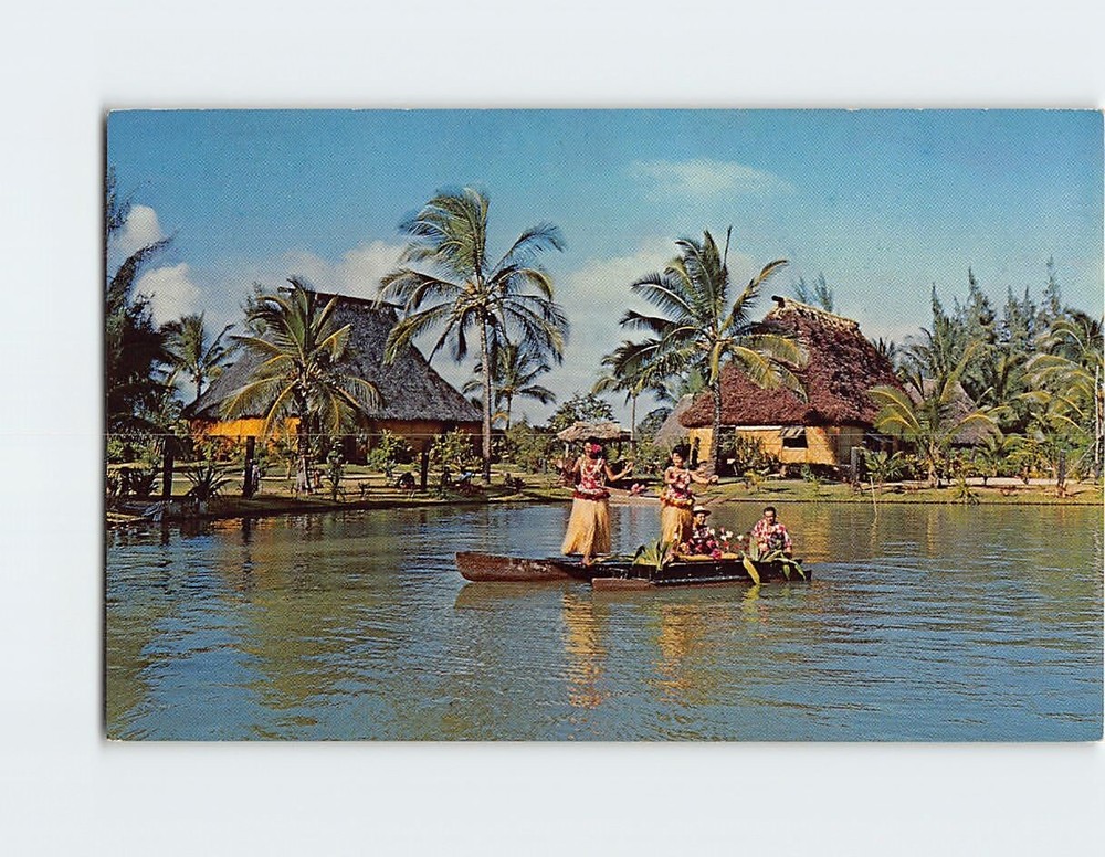 Postcard Tahitian Dancers Performing On Lagoon At Polynesian Cultural Center HI