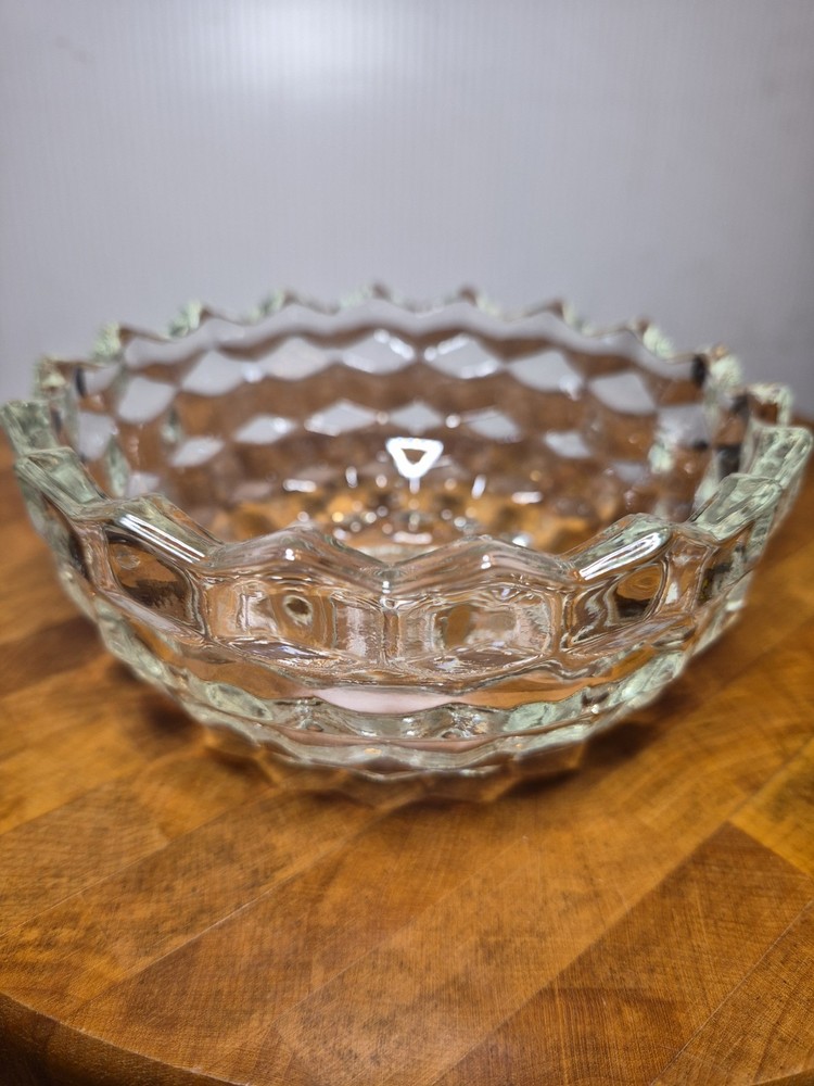 Vintage Clear Glass Fairy Lamp Base Candle Light Cubist Votive Holder