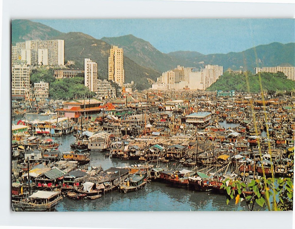 Postcard Aerial View Aberdeen Harbour Hong Kong