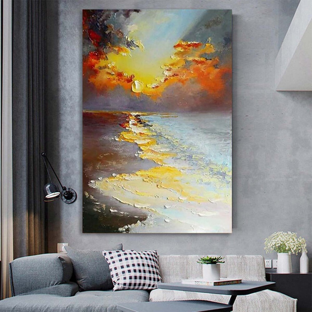 Hand Drawn Abstract Nature Decor Pictures Handmade Oil Painting Wall Art Canvas