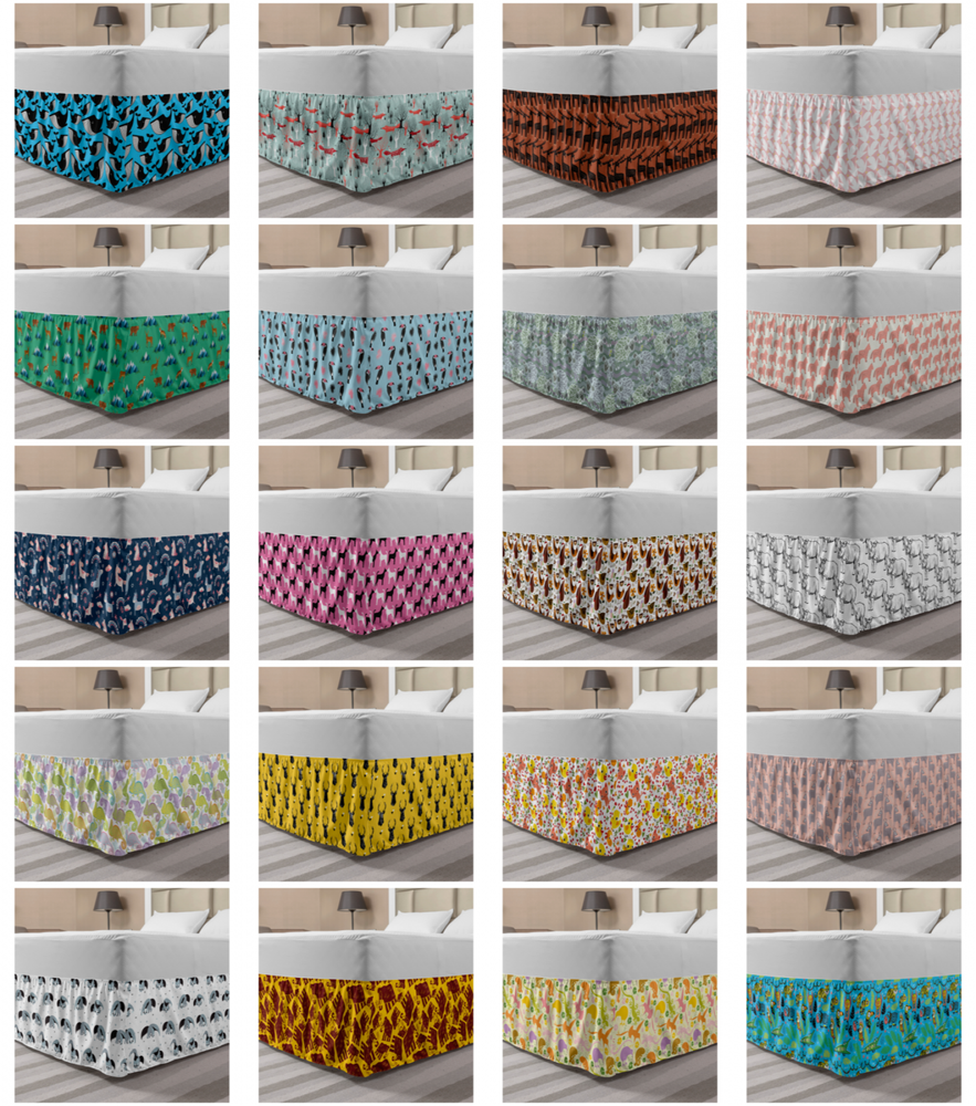 Ambesonne Butterfly Bedskirt Elastic Wrap Around Skirt Gathered Design