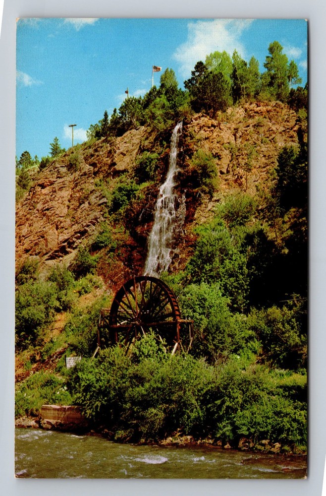 Idaho Springs CO-Colorado Waterfall And Water Wheel Vintage Postcard