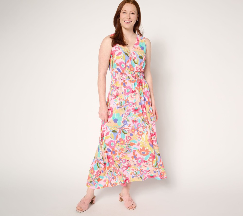 Susan Graver Women's Dress Sz S Regular Printed St. Tropez Multi-colored A687849
