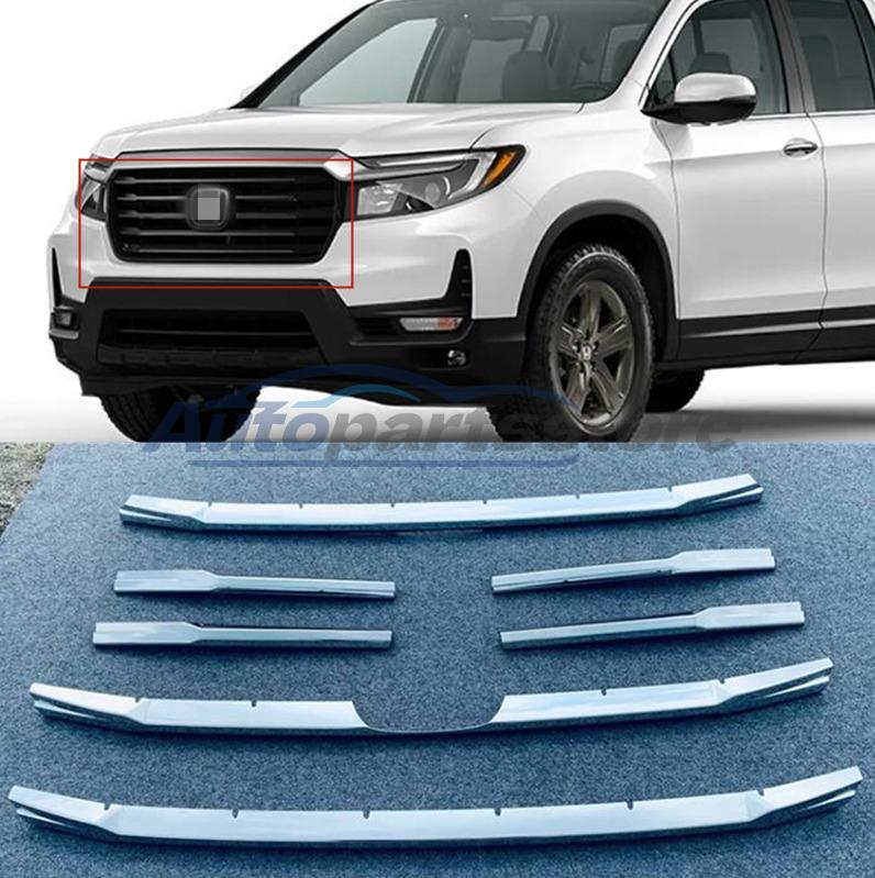 For 2021 2022 2023 Honda Ridgeline Chrome ABS Front Grill Frame Cover Trim 7pcs