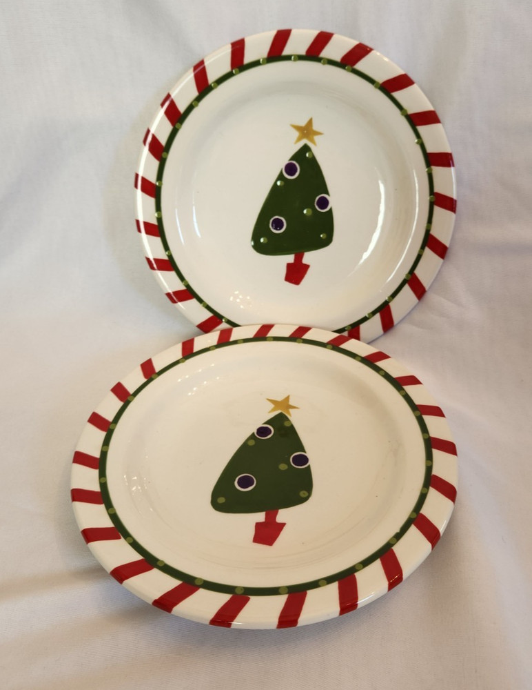 Pier 1 Handpainted Christmas Tree Ironstone 8