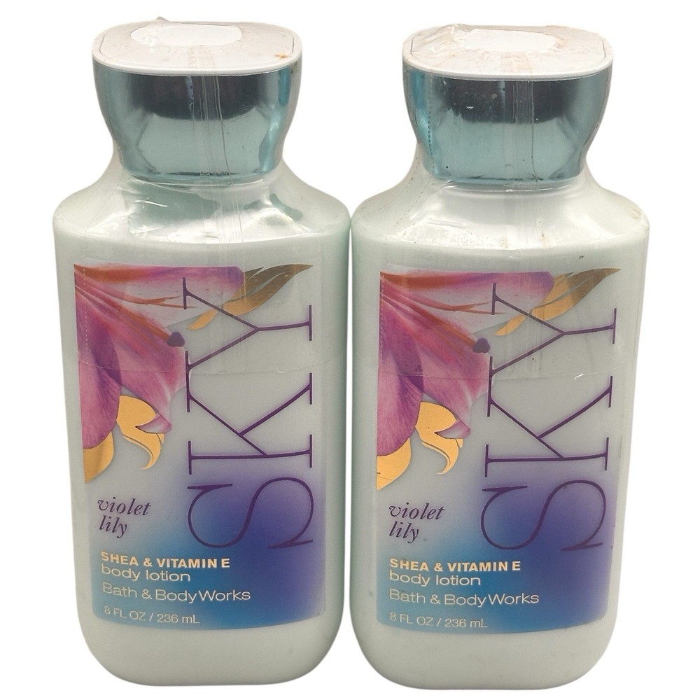 Bath & Body Works SKY VIOLET LILY Shea & Vitamin E Body Lotion 8oz NEW Lot of 2